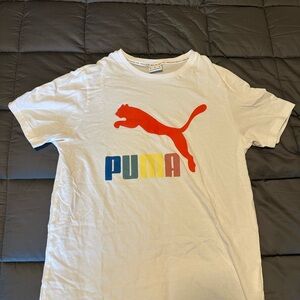 Puma White T-Shirt with Multicolor Logo